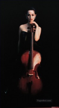 Cello Girl Chinese Chen Yifei Oil Paintings